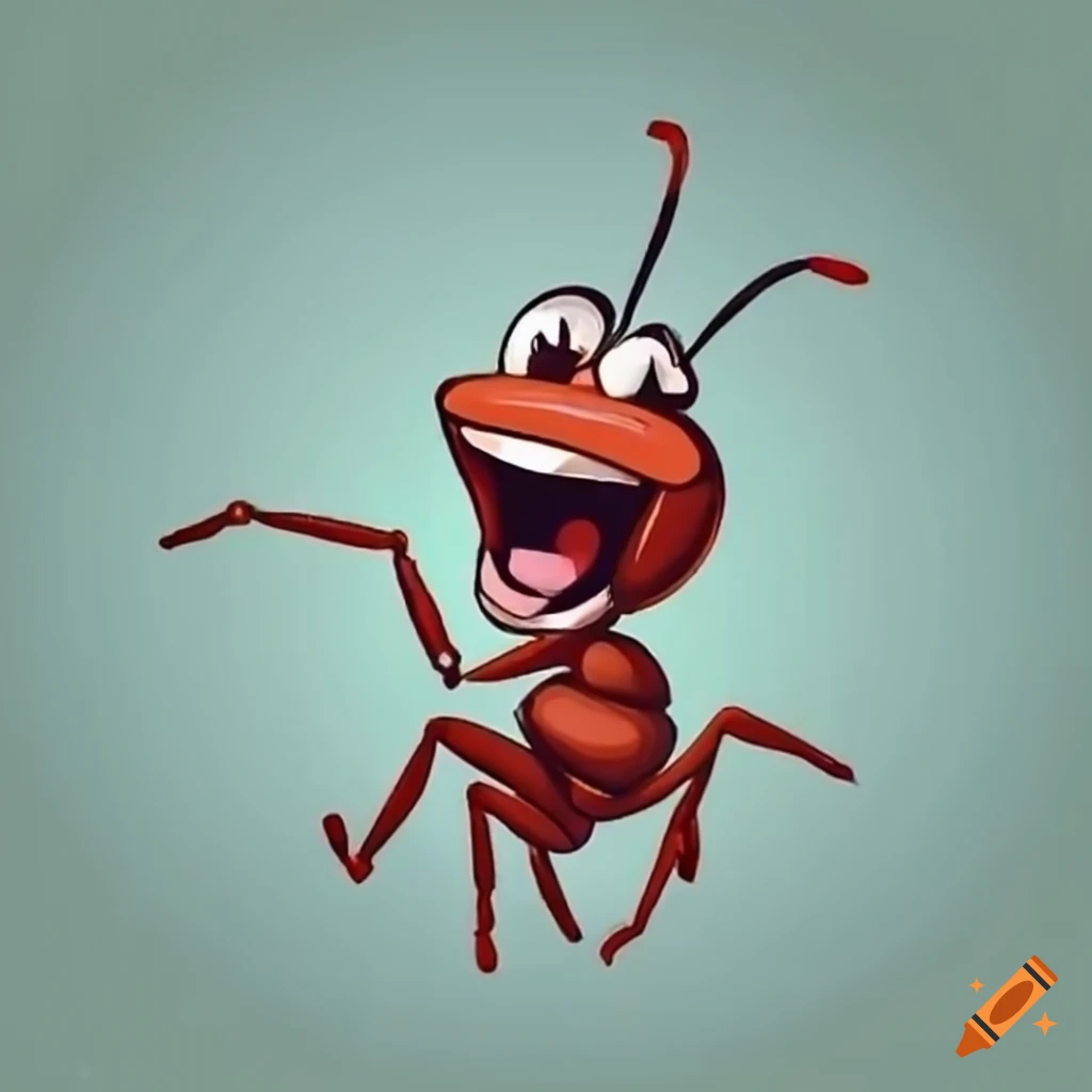 Image of a laughing ant on Craiyon