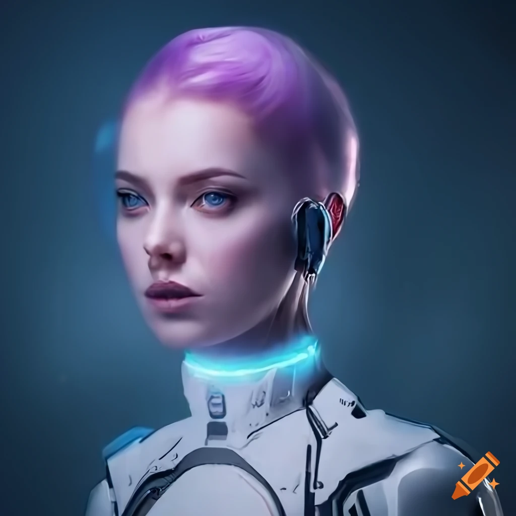 Hyperrealistic painting of a woman in sci-fi attire on Craiyon