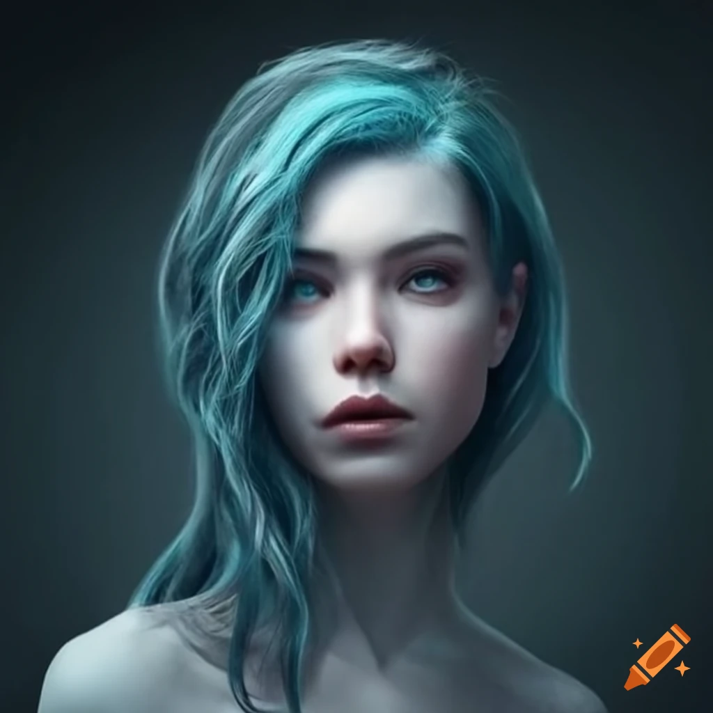 artistic depiction of a beautiful sea-woman holding a gneiss sphere