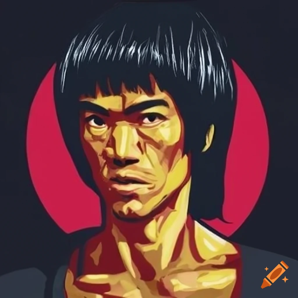 Monochrome Pop Art Portrait Of Bruce Lee