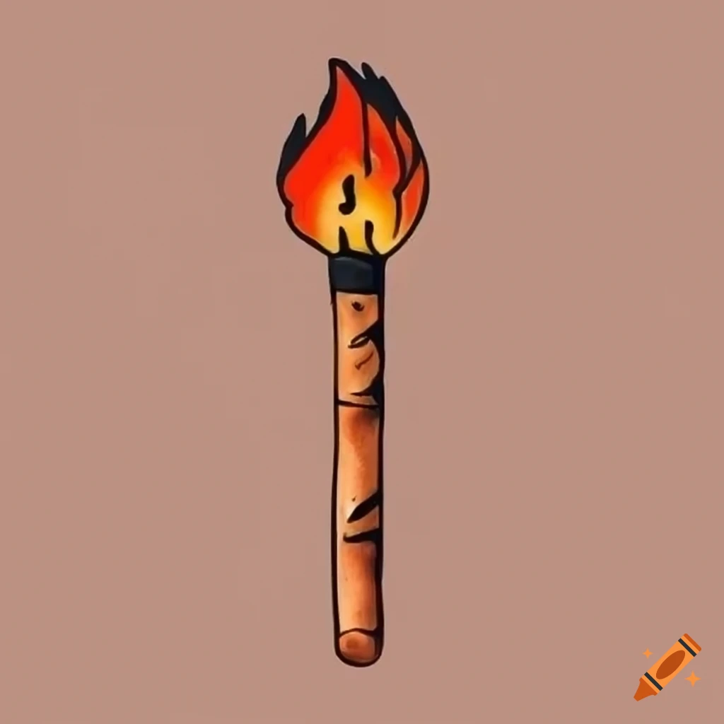 Neo Traditional tattoo of burning match stick