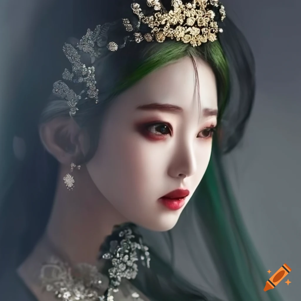 Korean queen in a black wedding gown on Craiyon