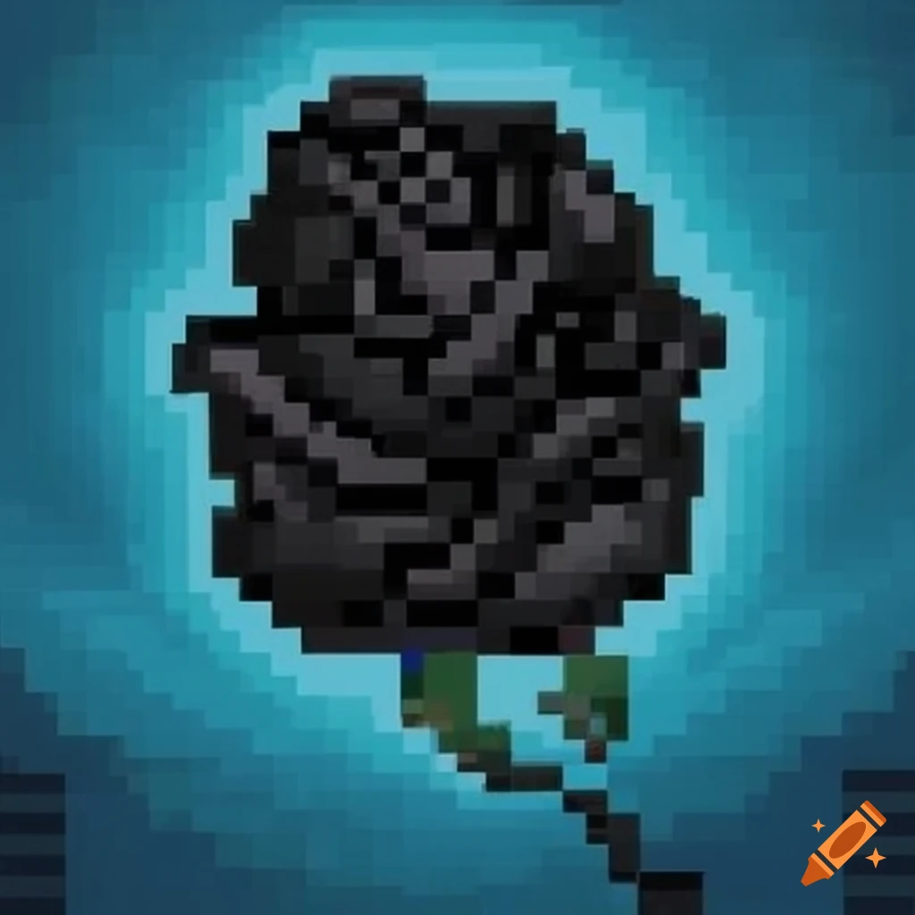 Pixel art of a black rose in a sea on Craiyon