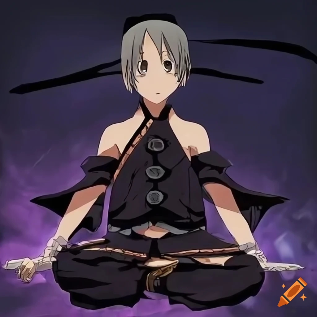 Cosplay of a black star soul eater in traditional shaolin clothes