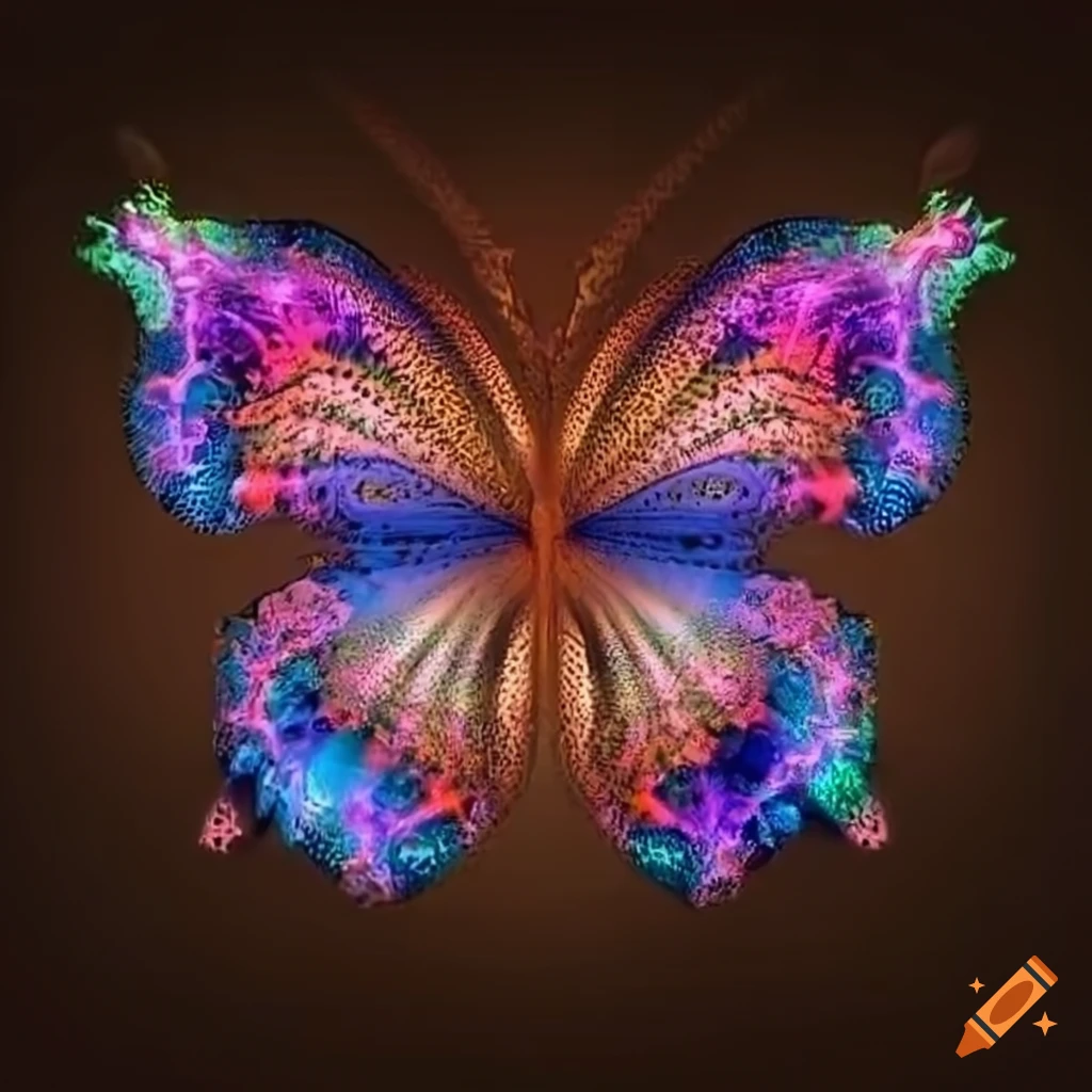 Fractal style illustration of three butterflies on Craiyon
