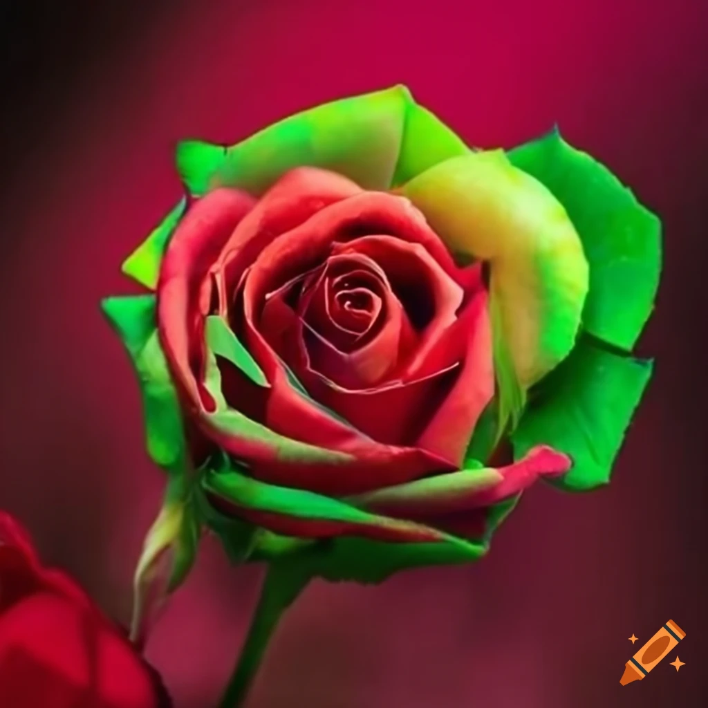 multicolored roses in green and red