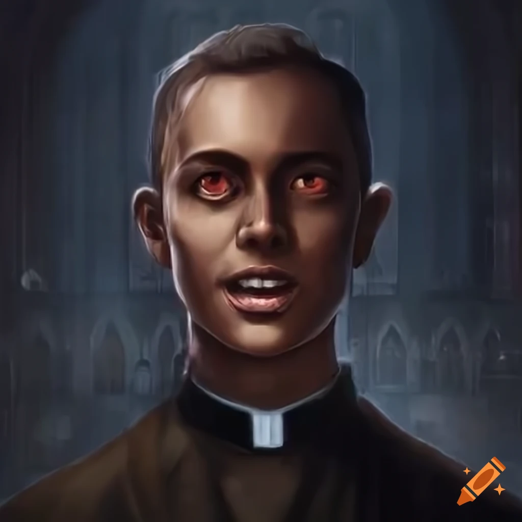 Portrait Of A Mysterious Priest With A Malicious Smile On Craiyon