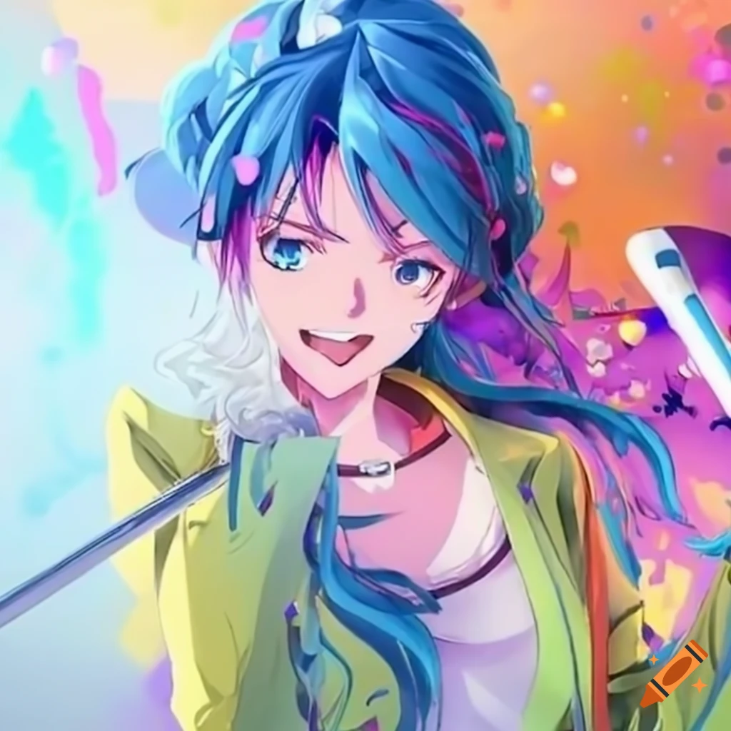 Blue Haired Anime Girl Headband Two Stock Illustration 2275276237 |  Shutterstock