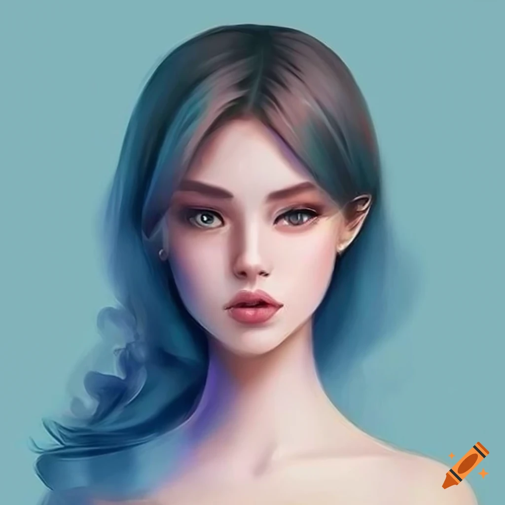 Elegant portrait of a beautiful girl on craiyon