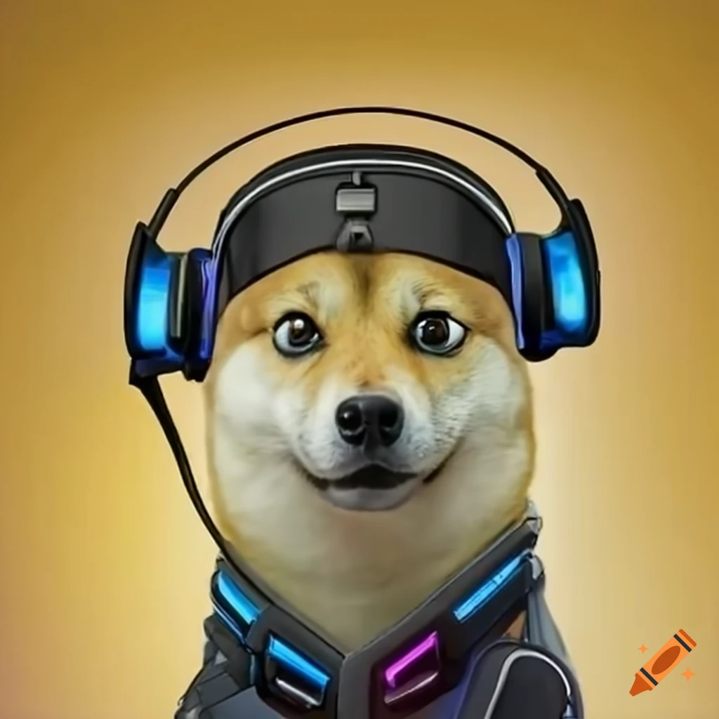 Dog wearing a gaming headset