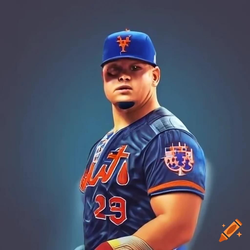 Daniel vogelbach wearing futuristic mets uniform at citi field on Craiyon