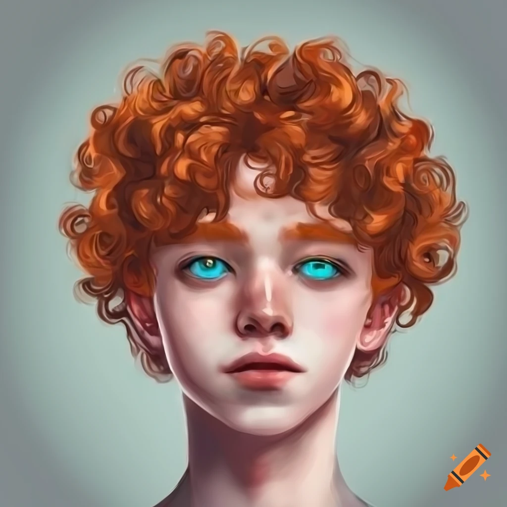 Portrait Of A Young Man With Red Hair And Teal Eyes On Craiyon
