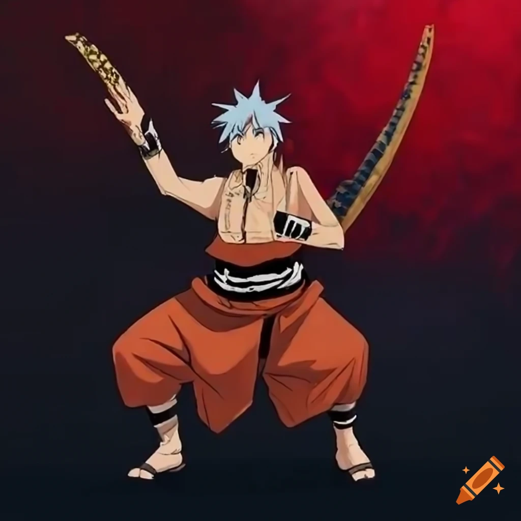 Cosplay of a black star soul eater in traditional shaolin clothes