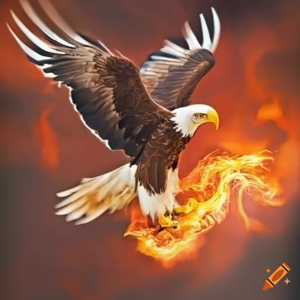 Image of a fiery eagle on Craiyon