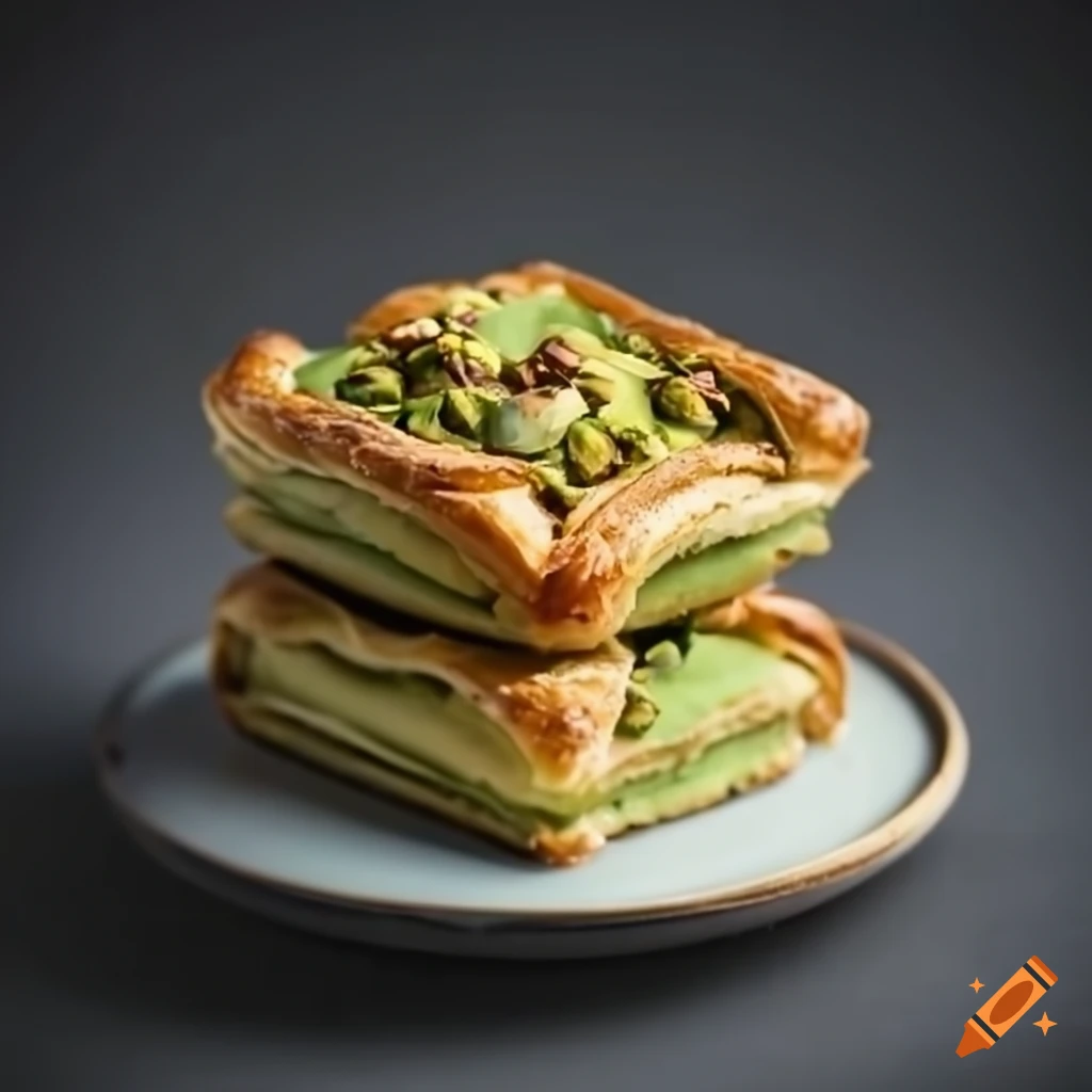 Cream puff pastry filled with avocado and pistachio