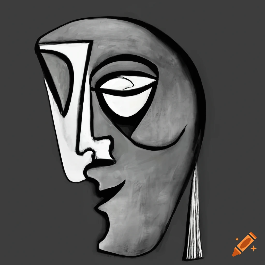 Black and white painting artwork by picasso on Craiyon