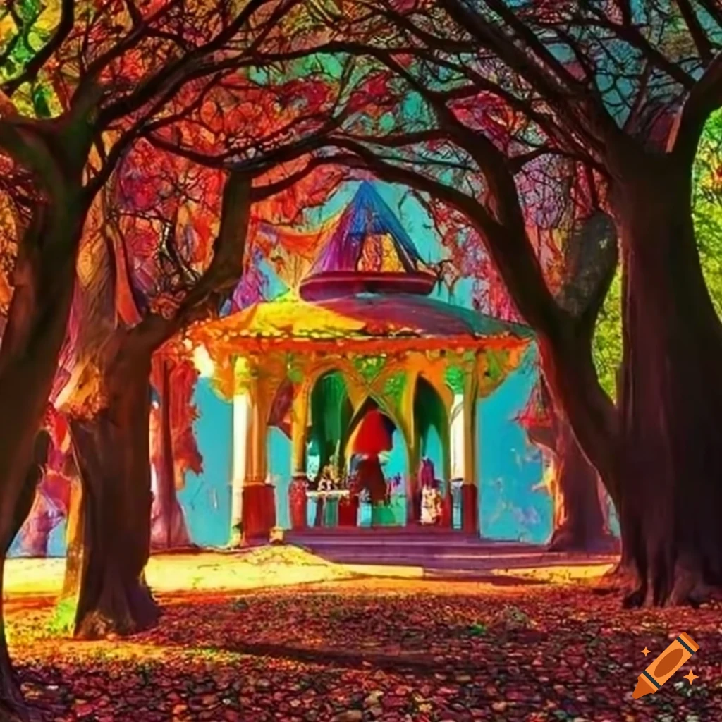 templo with colorful trees