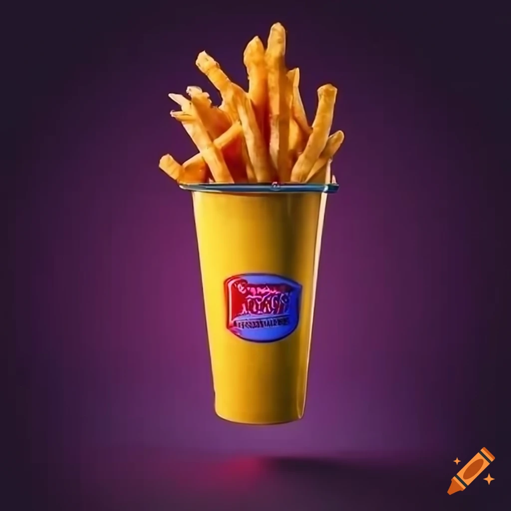Cyberpunk themed fast food with french fries