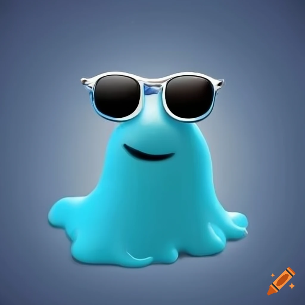 Blue blob wearing sunglasses with a smile