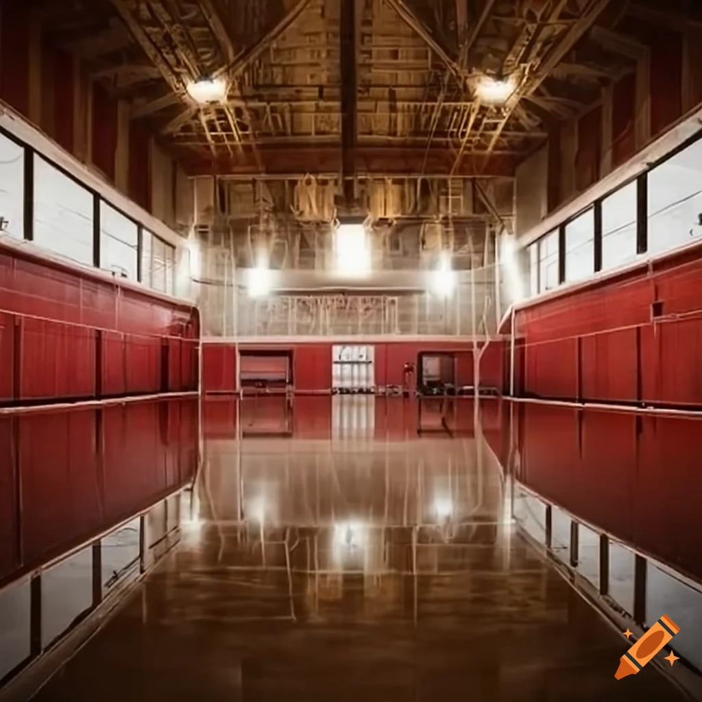 Indoor event space with fences and low walls on Craiyon