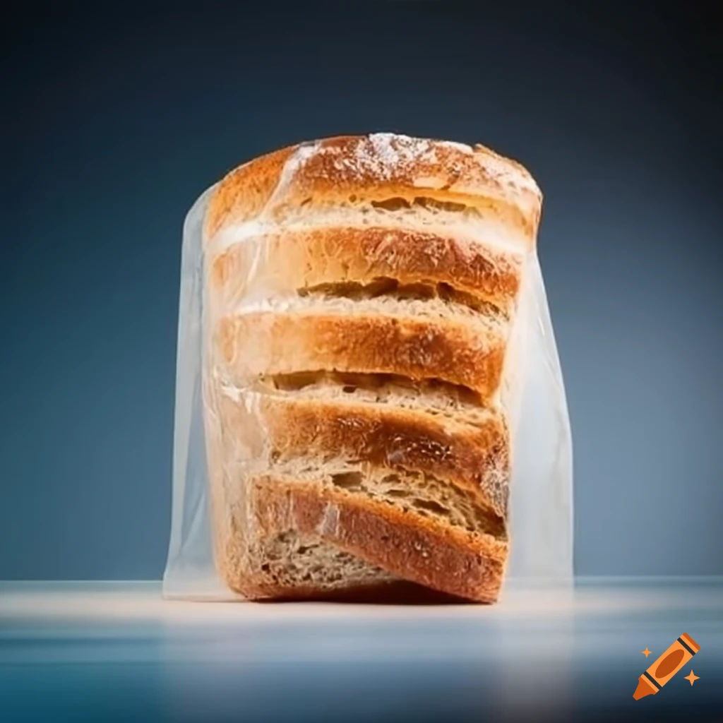 Sliced bread wrapped in plastic film