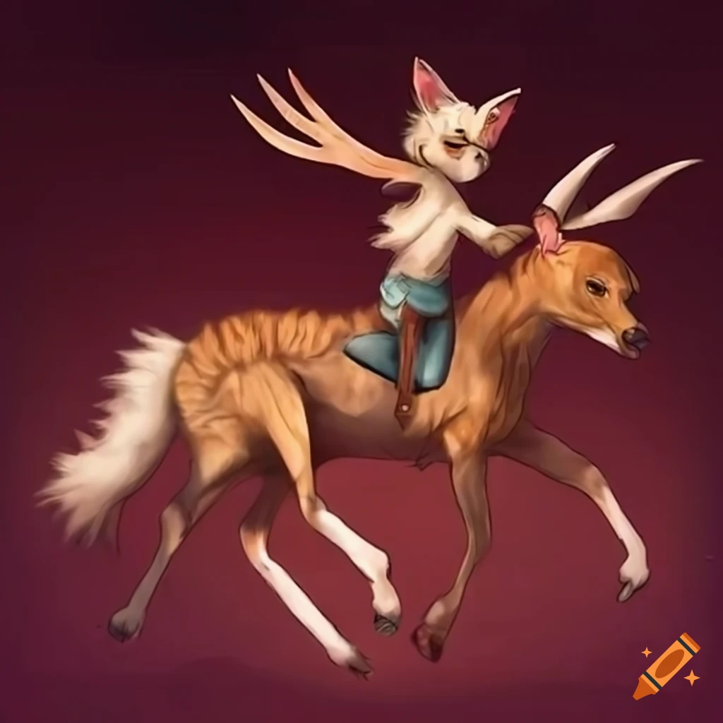 illustration of a flying deer cat horse hybrid