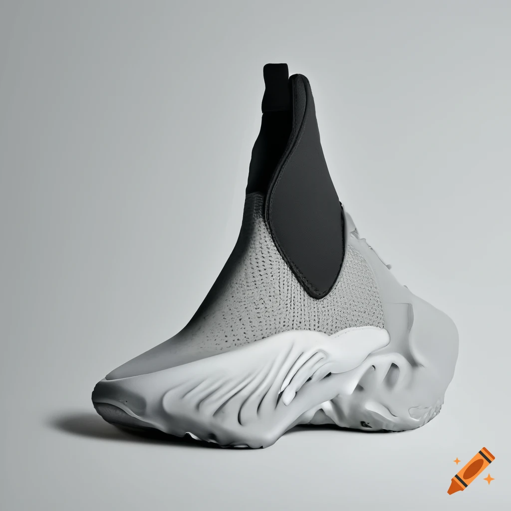 White futuristic footwear concept on white background on Craiyon