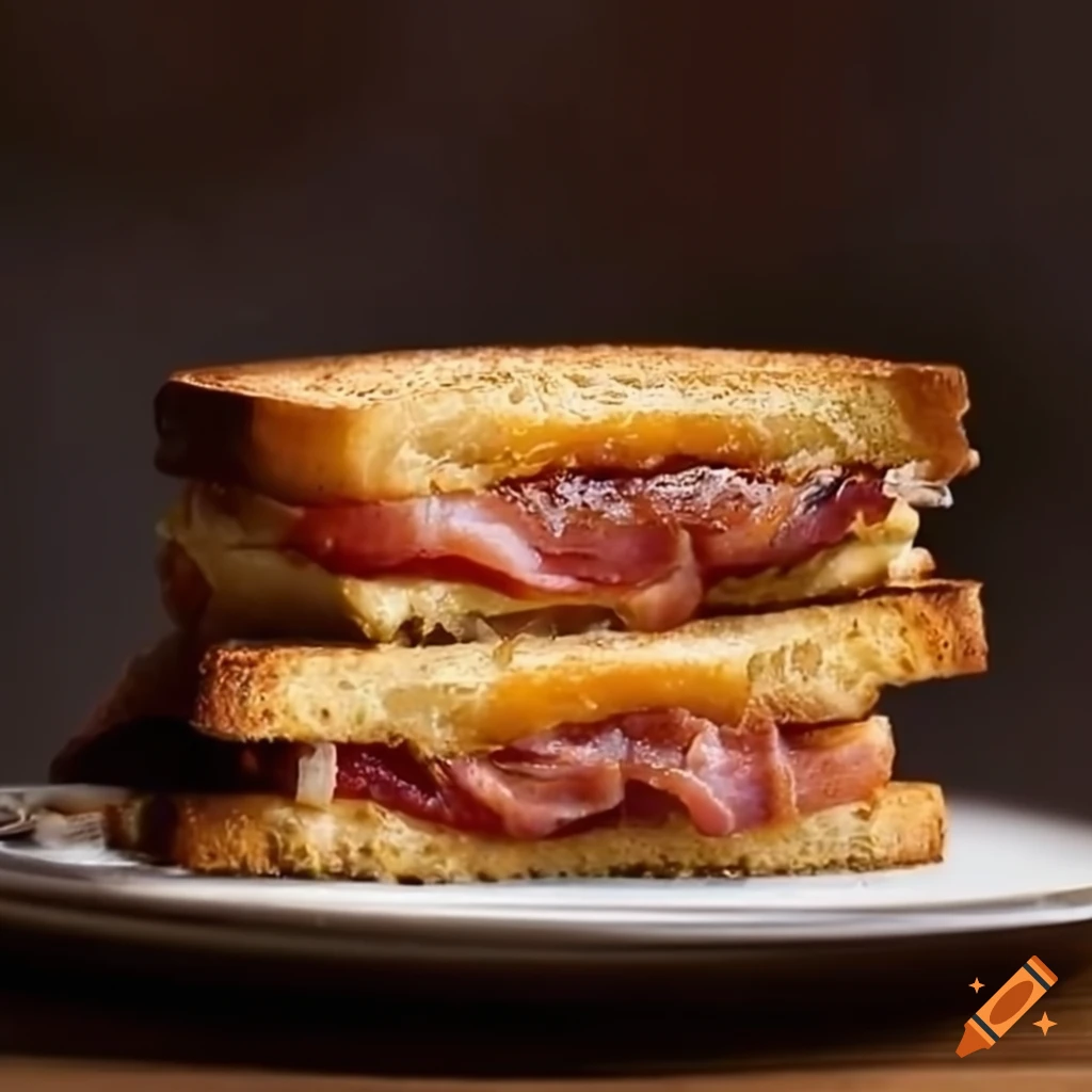Grilled cheese sandwich with bacon and monterey jack cheese