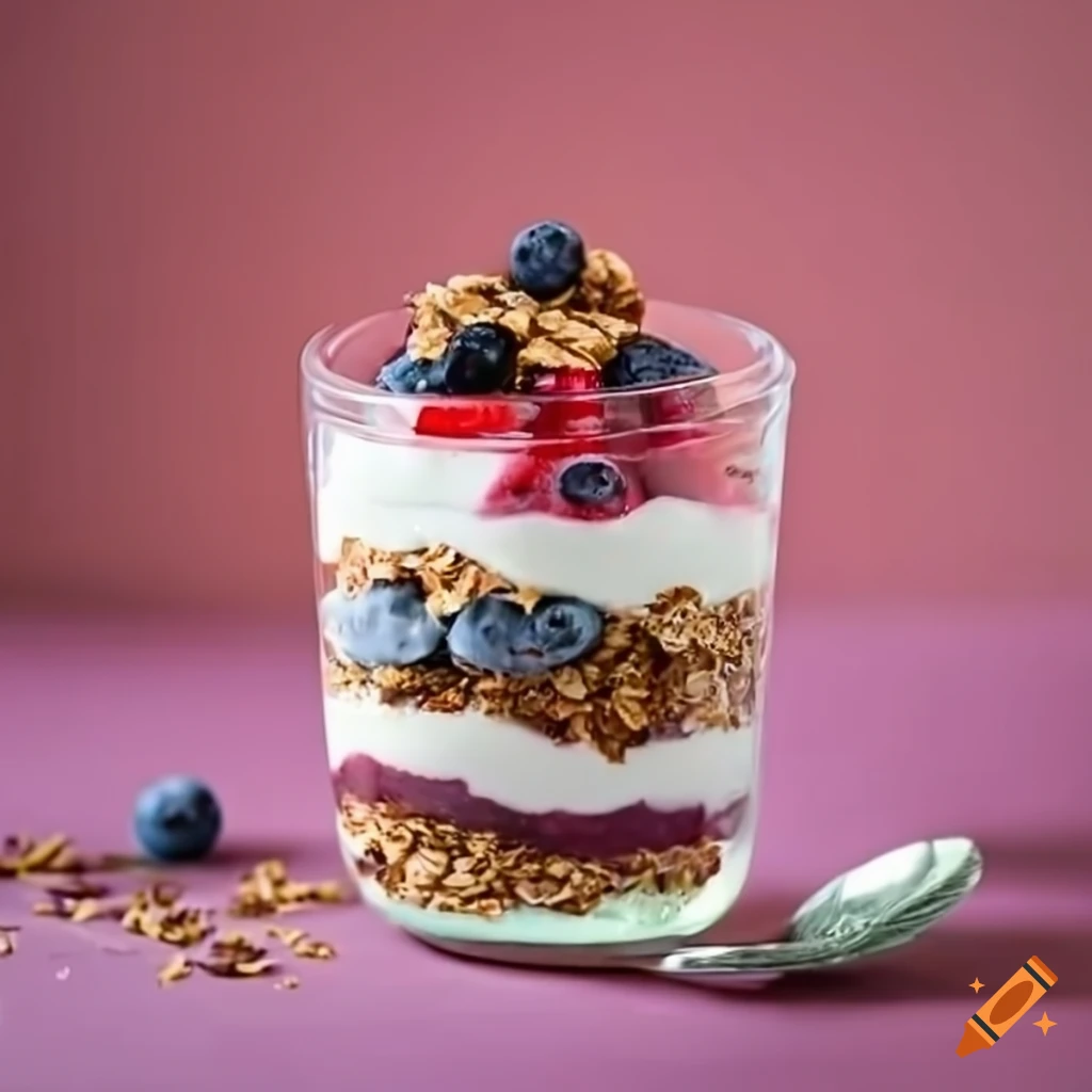 delicious Greek yogurt parfait with berries and granola