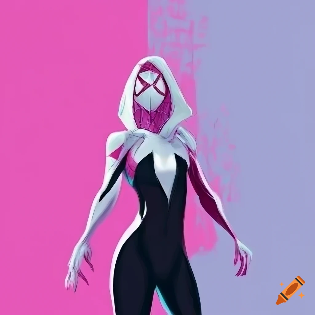 Spider-gwen in pastel colors with city background