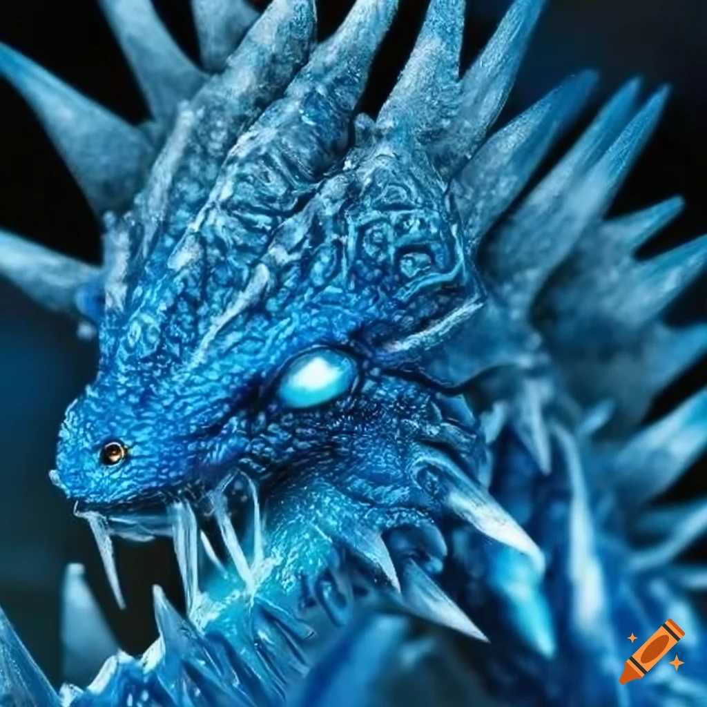 image of an icy blue dragon