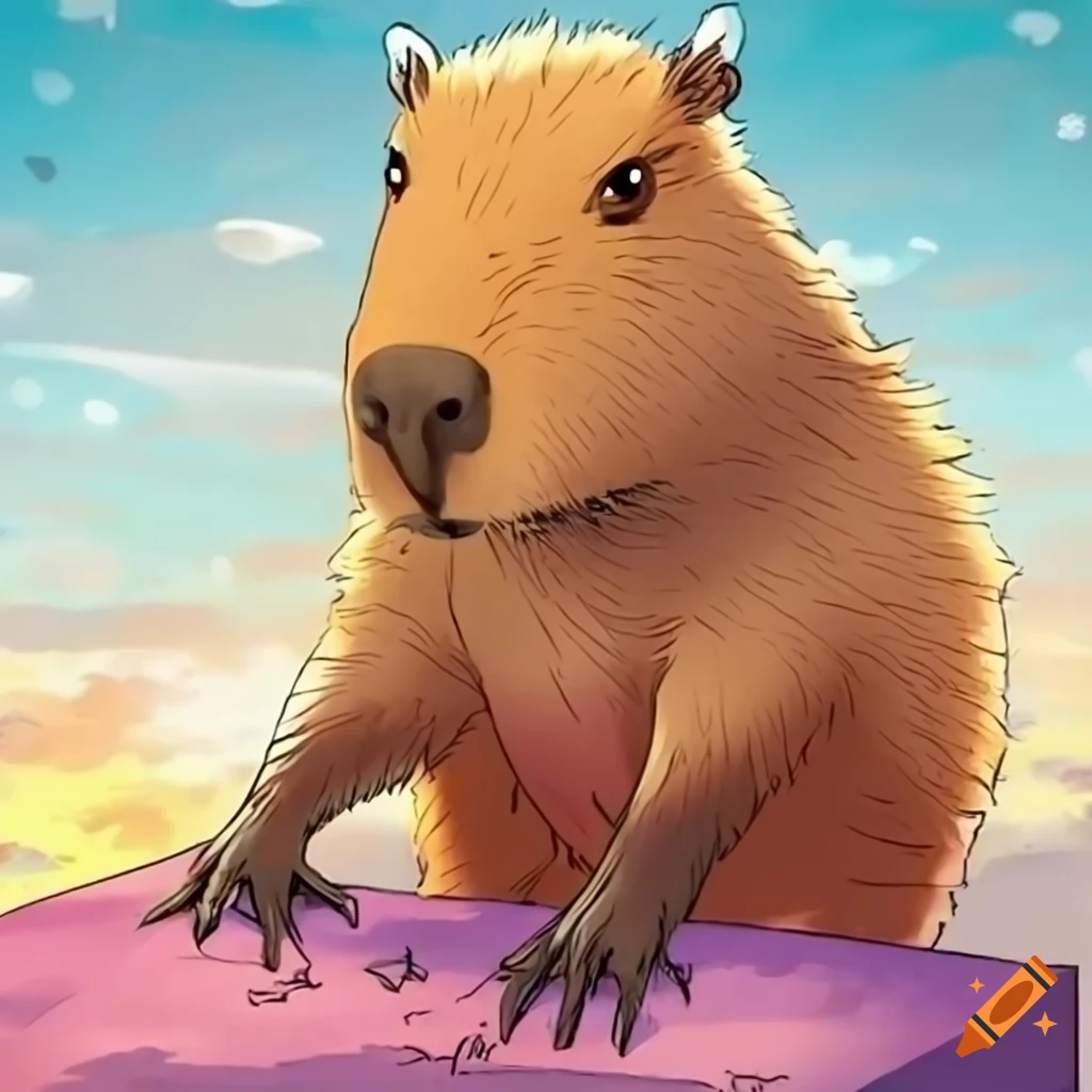 capybara holding a poster