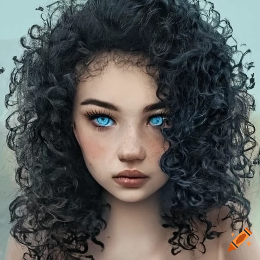 Beautiful perfect woman, black hair, realistic dark blue eyes, natural on  Craiyon