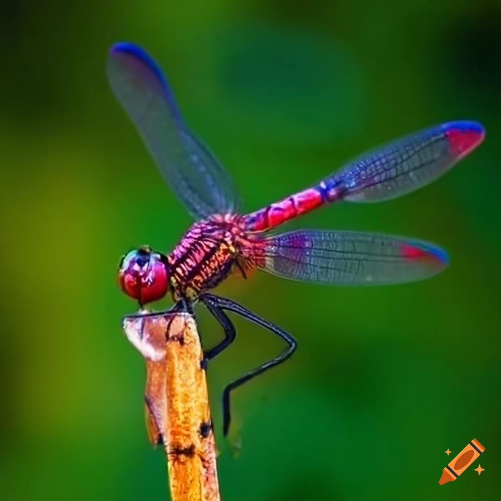 Ruby Shimmering Dragonfly On Craiyon