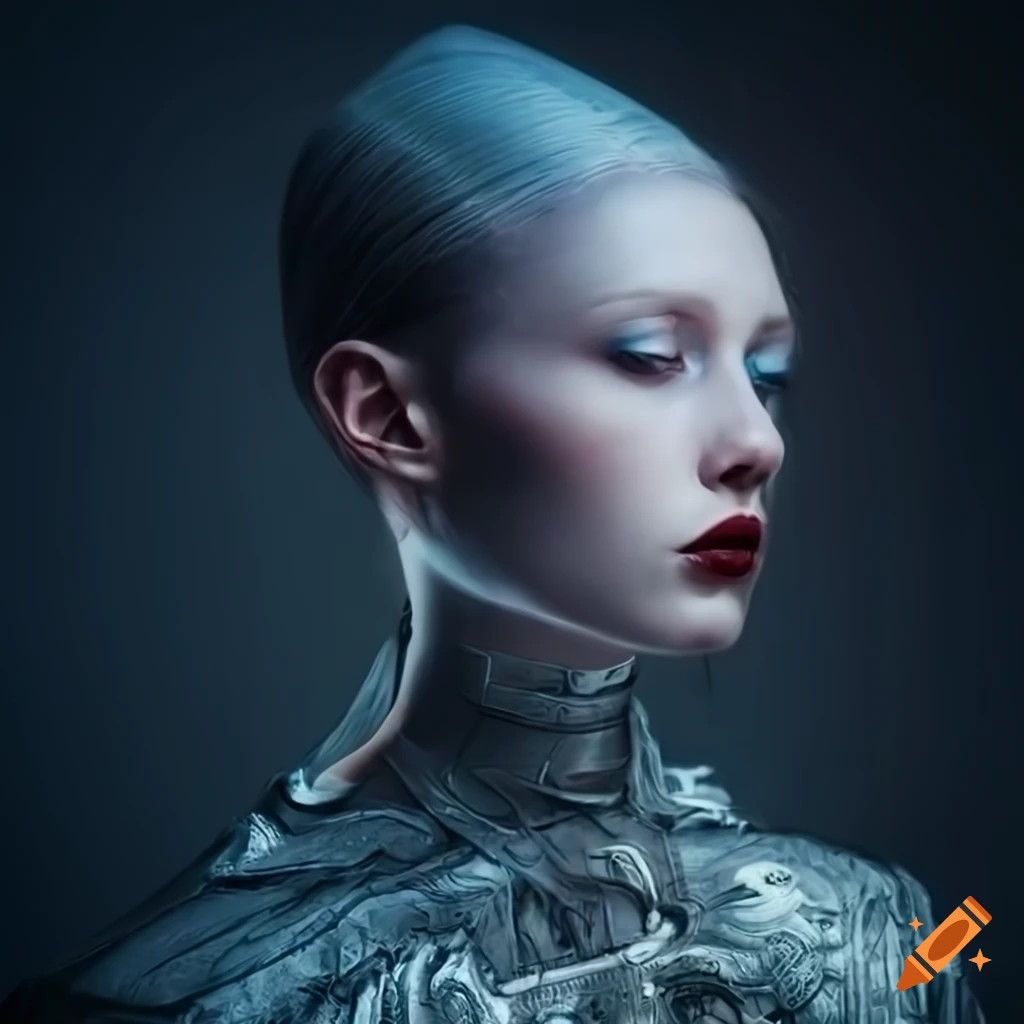 futuristic woman in cryochamber surrounded by machinery