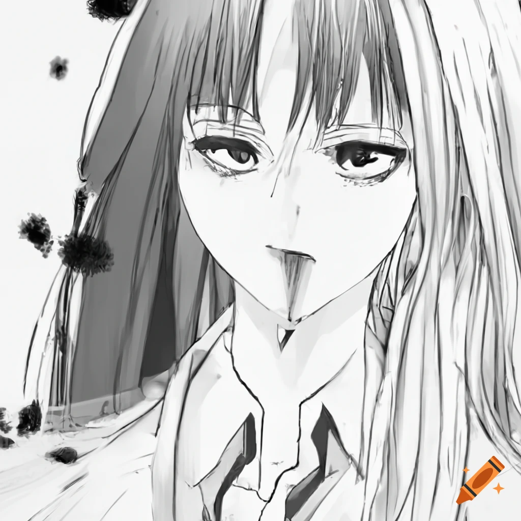 Manga artstyle satoshi kon of a woman desesperately grappling with