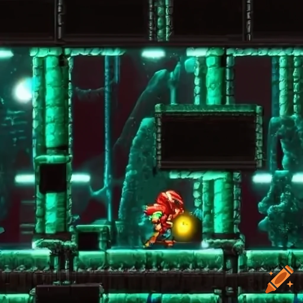 artwork of a 2D platformer game with molten bubble tiles