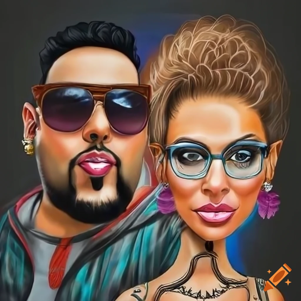 Colorful Caricature Of Badshah And A Stylish Woman On Craiyon colorful-caricature-of-badshah-and-a-stylish-woman-on-craiyon