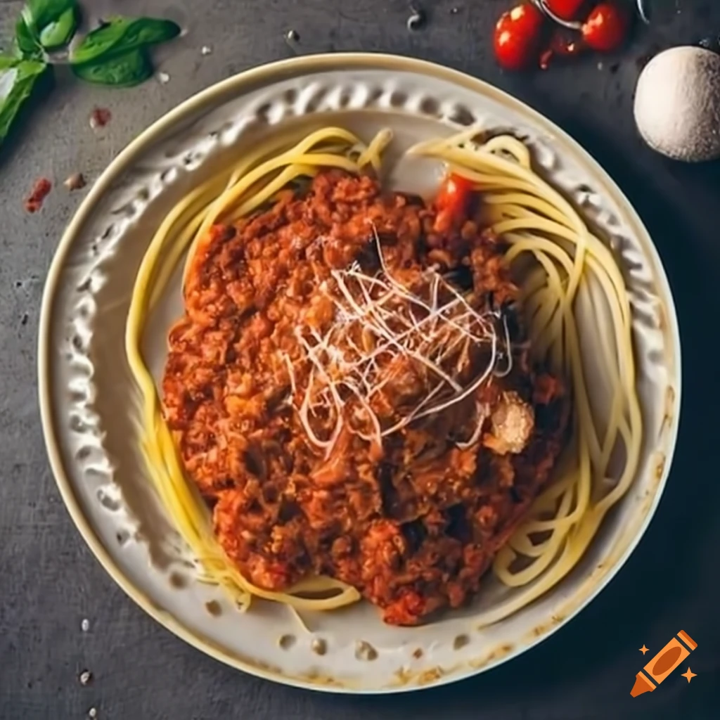 Spaghetti bolognese ingredients on Craiyon