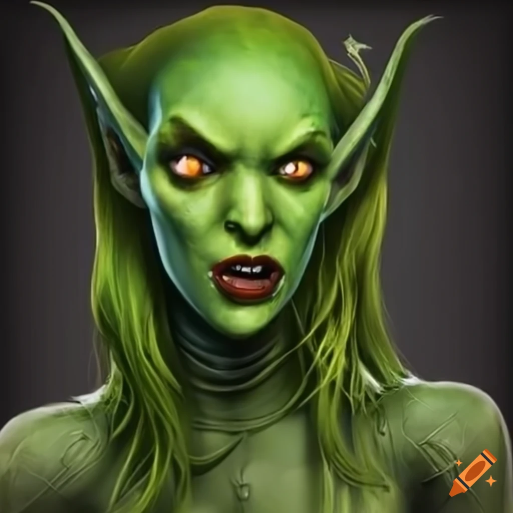 Image of a shy female green goblin