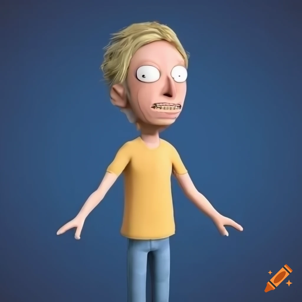 3D model of a blond bearded man on blue background