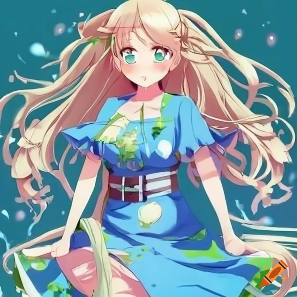 Anime illustration of a girl with earth theme on Craiyon