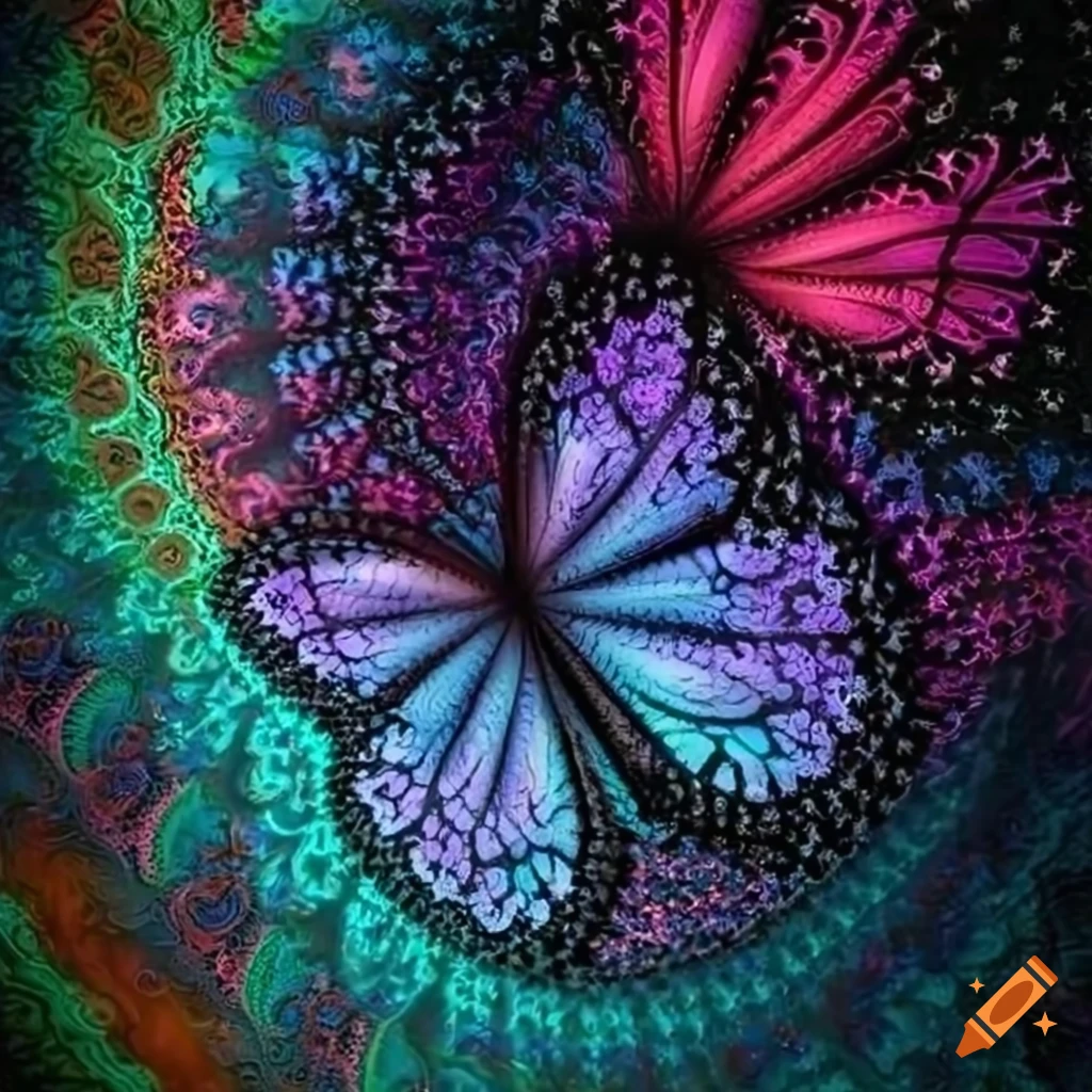 black-framed fractal butterflies artwork