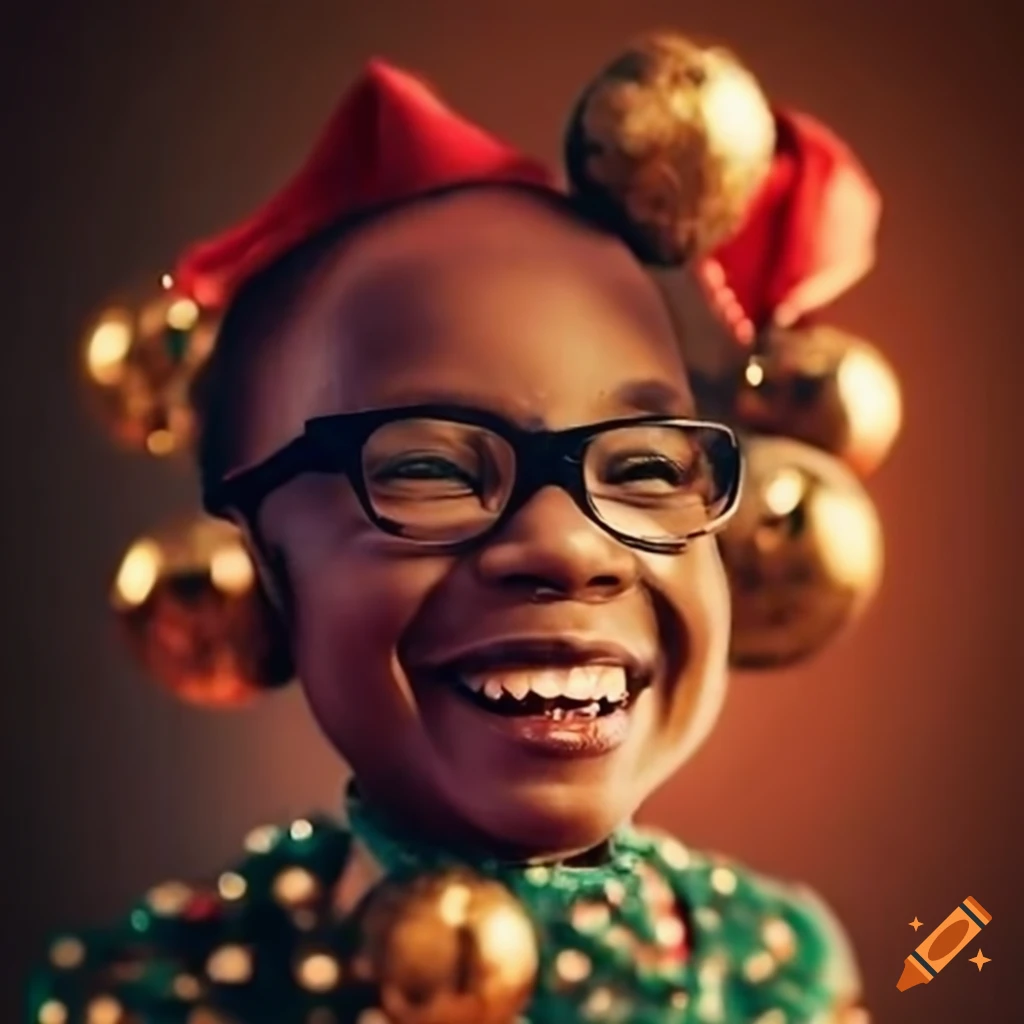 Smiling black family celebrating christmas