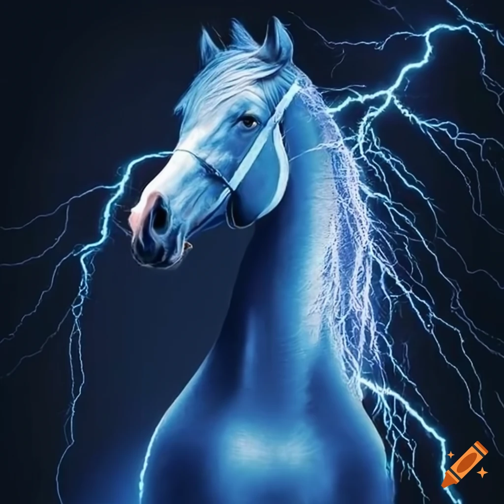 Horse with lightning bolts artwork on Craiyon