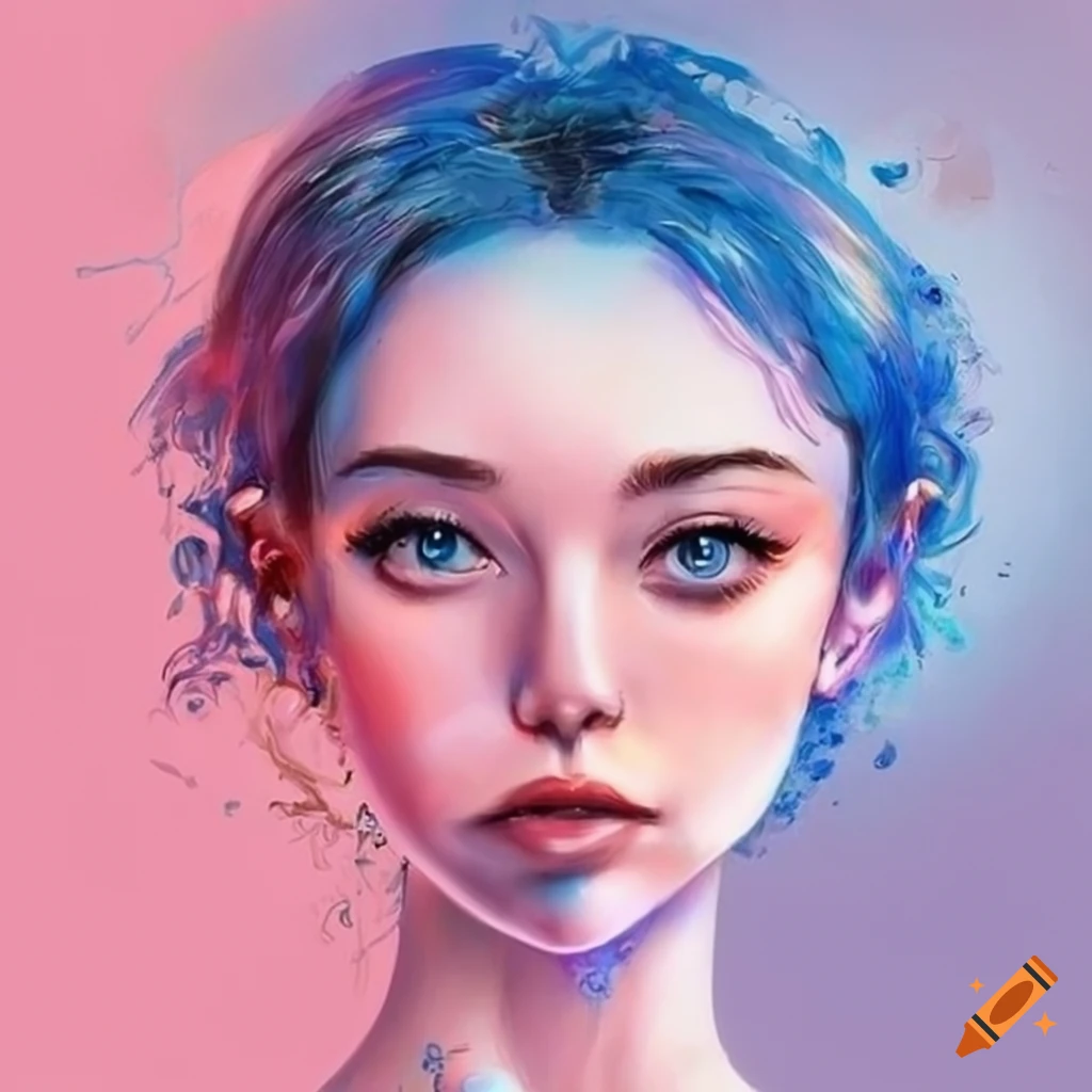 Pastel portrait of a beautiful girl