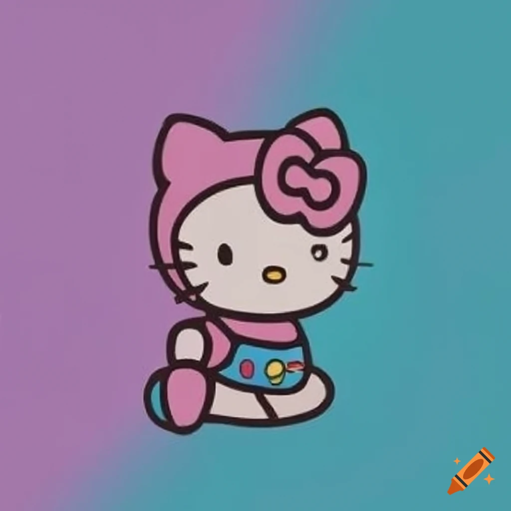 emo themed hello kitty image on Craiyon