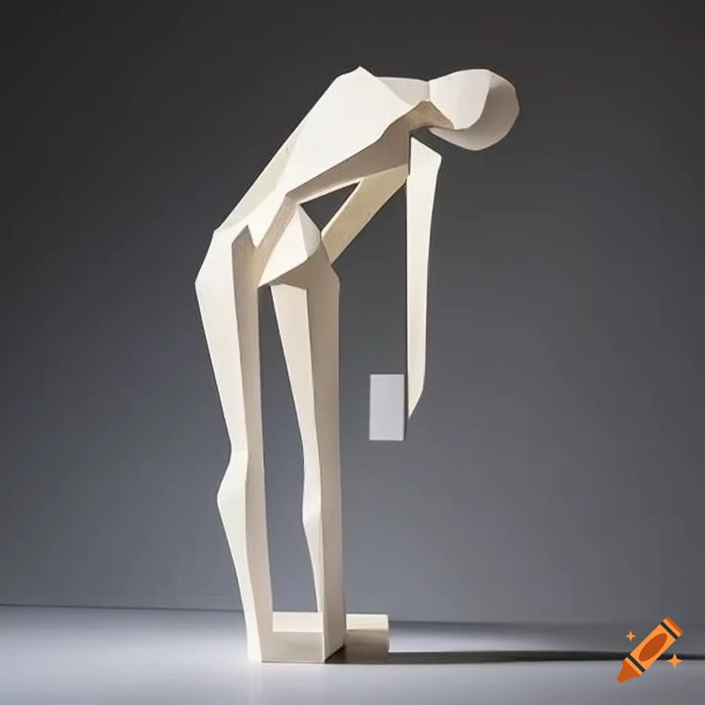 Abstract sculpture of a human made of cubes on Craiyon