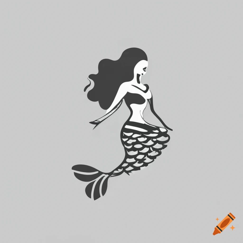 elegant black and white mermaid logo design