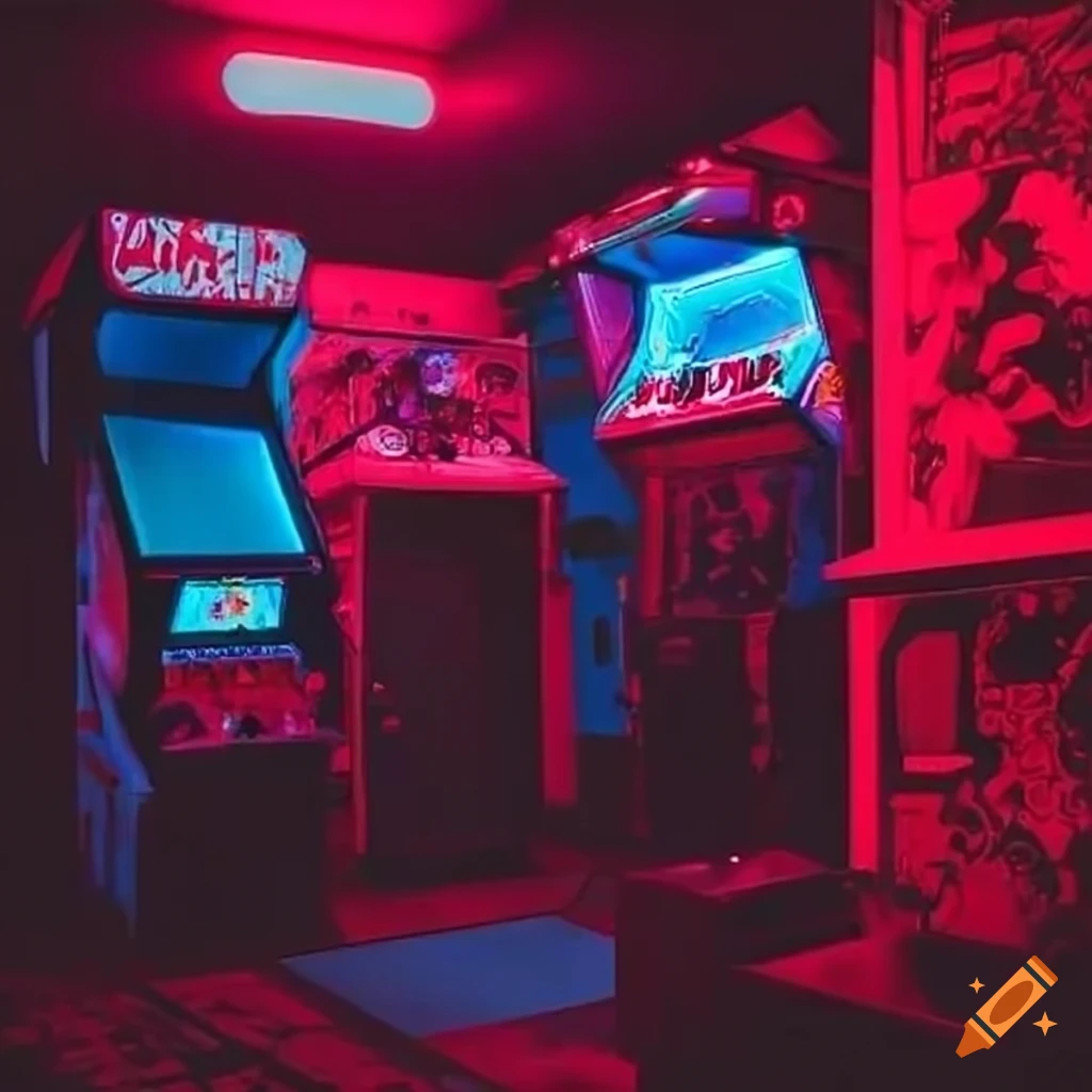 red-neon-lights-illuminating-an-arcade-interior